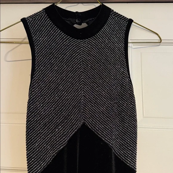 Varsity juniors Black Velvet with Silver Metallic Detail Dance suit. - Picture 5 of 7